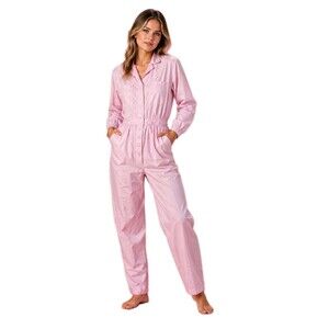 Vintage Joan Walters Women's Pink Sz 4  Long Sleeve Jumpsuit Retro Barbiecore